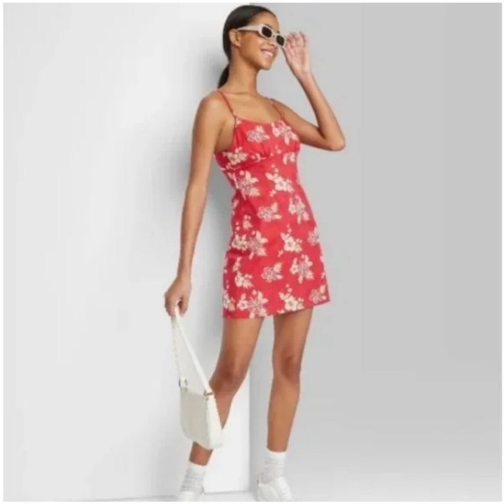 🔥Red Tropical Print Mini Dress